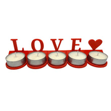 LOVE♥ 5 piece tea light candle holder with 15 tea light candles